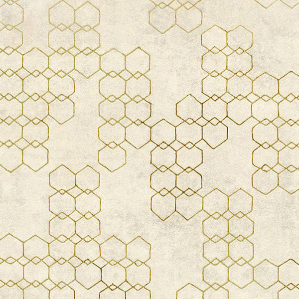Tapet grafisk i creme med guld effekt 0,53x10,05 meter