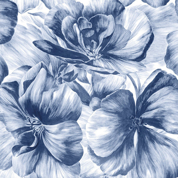 Tapet med blomster blå 0,53x10,05 meter