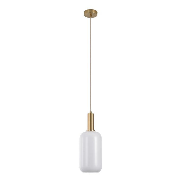 Chelsea Pendel messing hvid glas cylinderfarvet ø13x150 cm