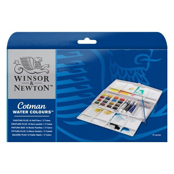 Cotman Water Col Paintingbox Plus 16x1/2 pans + 3 tuber
