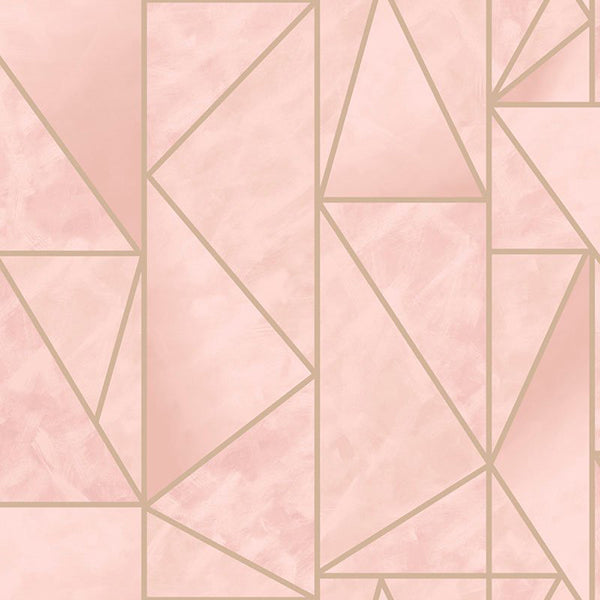 Tapet grafisk rosa med guld 0,53x10,05 meter