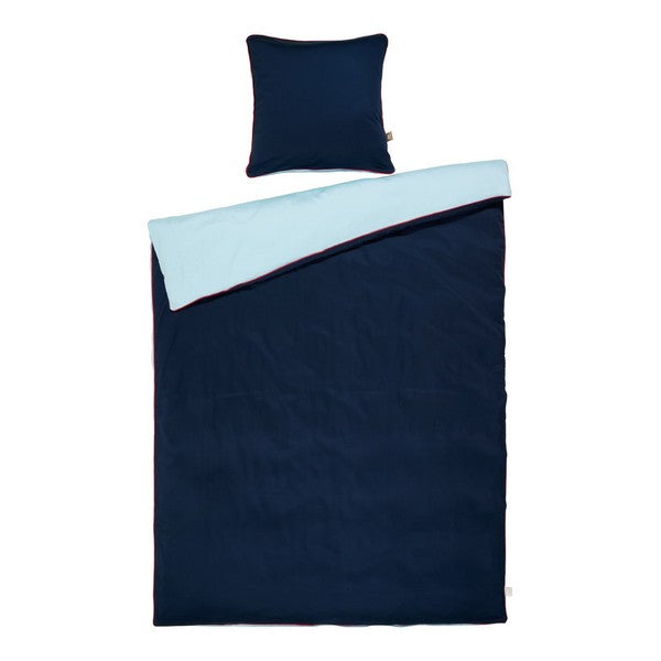 By Skagen sengetøj Alva bomuldssatin mørkeblå/lyseblå 140x200 cm