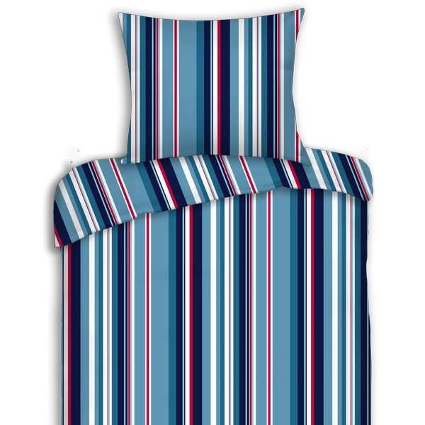 By Skagen sengetøj Astrid bomuldssatin blå/rød stribet 140x200 cm