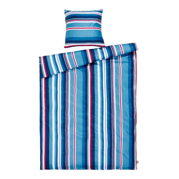 By Skagen sengetøj Astrid bomuldssatin blå/rød stribet 140x200 cm