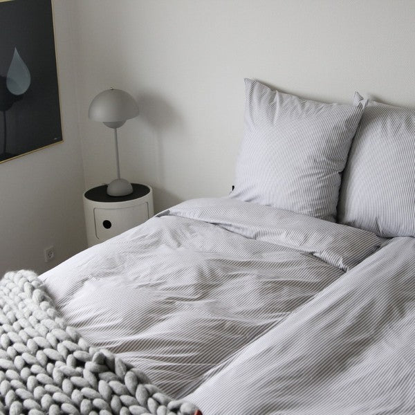 By Skagen sengetøj Josefine bomuld grå striber 140x220 cm
