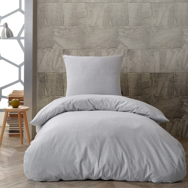 By Skagen sengetøj Josefine bomuld grå striber dobb 200x220 cm