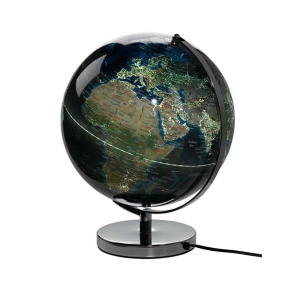 Globus med lys fra byer 40 x 30,5 cm