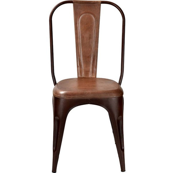 LIVING stol høj ryg - rust med læder 95x41x50 cm