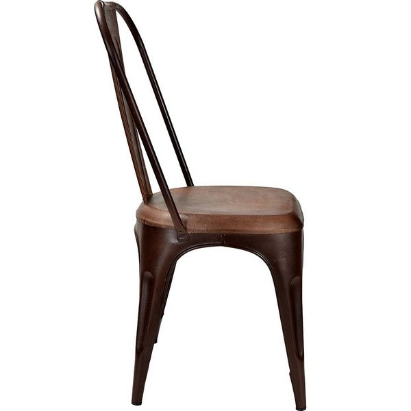 LIVING stol høj ryg - rust med læder 95x41x50 cm