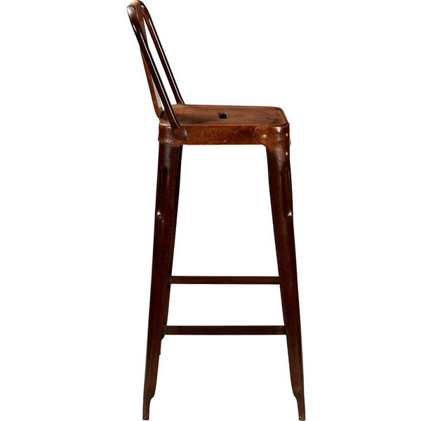 Copenhagen barstol - rust med læder 105x36x36 cm