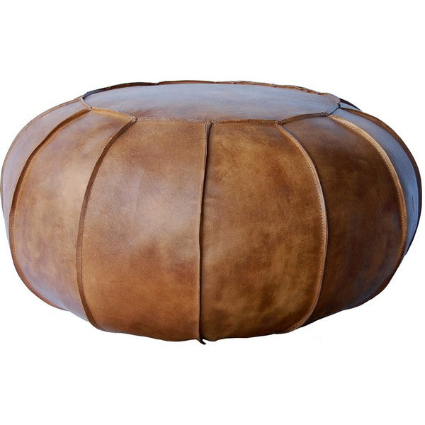 Gustav rund læderpuf - antikbrun 27x60x60 cm