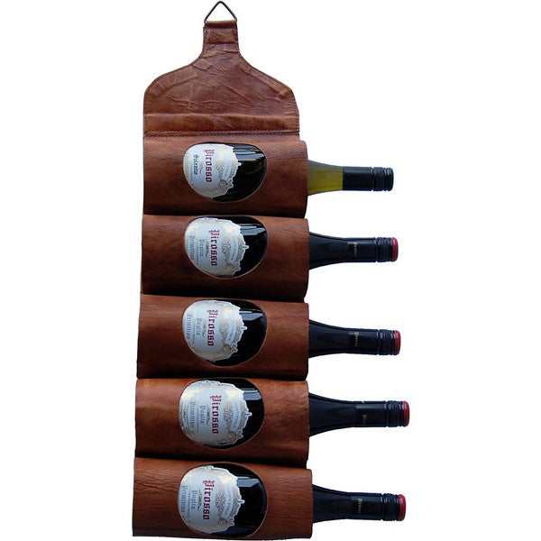 Vin- eller magasinholder i brunt læder 70x20x9 cm