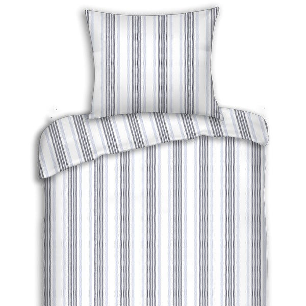 By Skagen sengetøj Mia bomuldssatin blå/grå stribet 140x220 cm