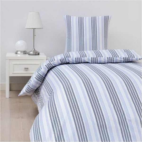 By Skagen sengetøj Mia bomuldssatin blå/grå stribet 140x200 cm