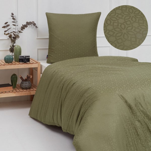 By Skagen sengetøj Nicoline bomuldssatin olivengrøn 140x220 cm