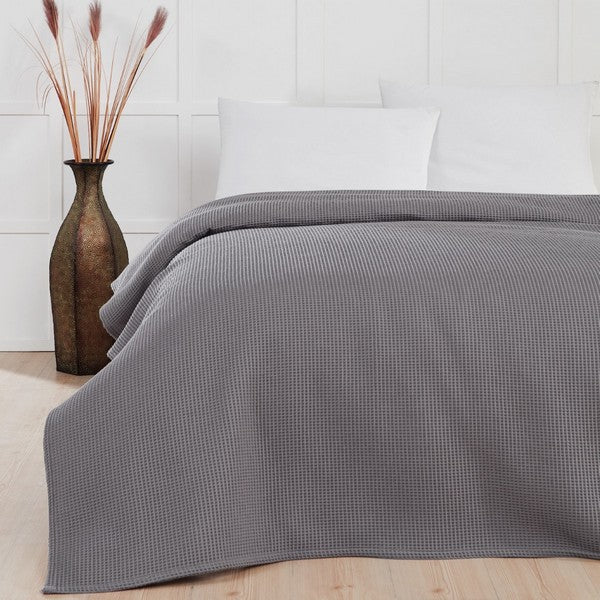 By Skagen sengetæppe Waffle 240 x 260 cm grå