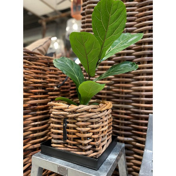 Sort Maxi Rund Bundbakke (t/Rattankurv) Ø50xH4 cm