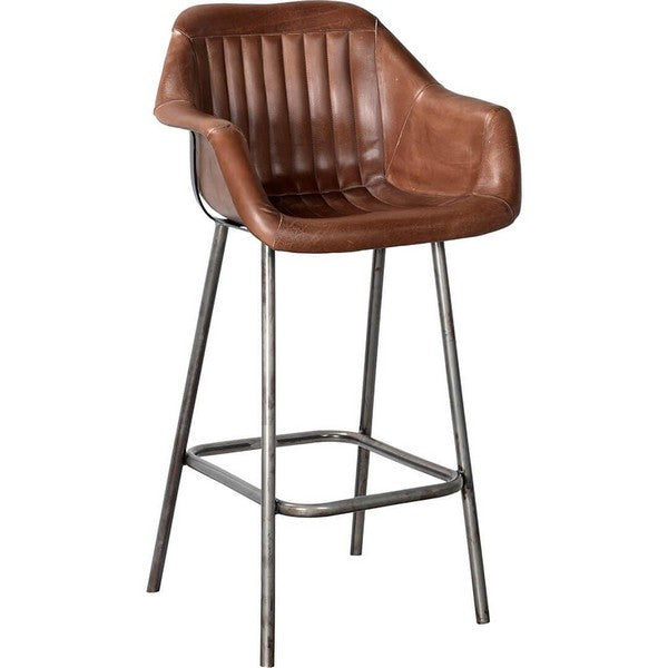 Comfort barstol i læder - brun - 105x58x45 cm